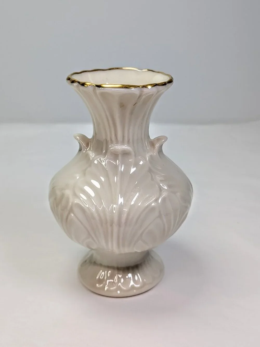 Vintage Lenox Jewel Gold Trim Nesting Leaf Porcelain Miniature Bud Vase